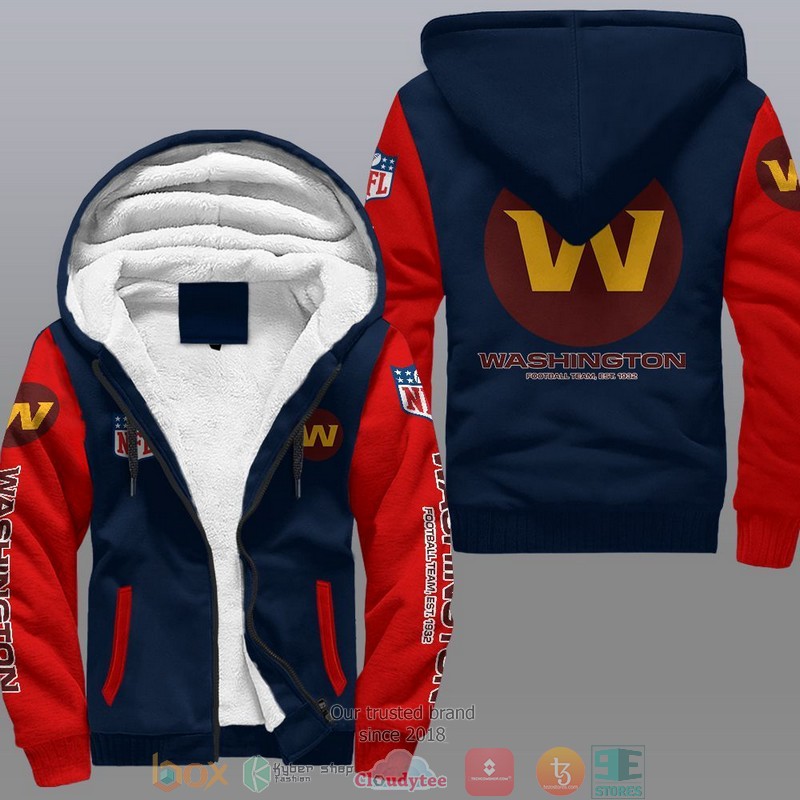 HOT Washington Football Team 3D Fleece Hoodie 4 NFL Washington Football Team Fleece Hoodie 1 2 3