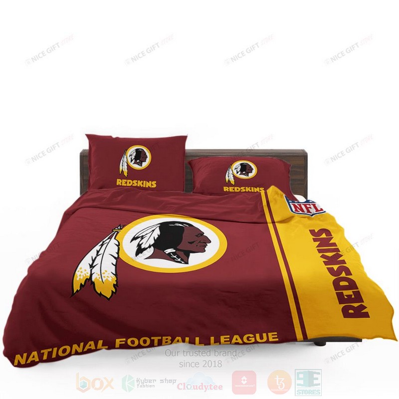 NFL Washington Redskins Inspired Dark Red Yellow Bedding Set