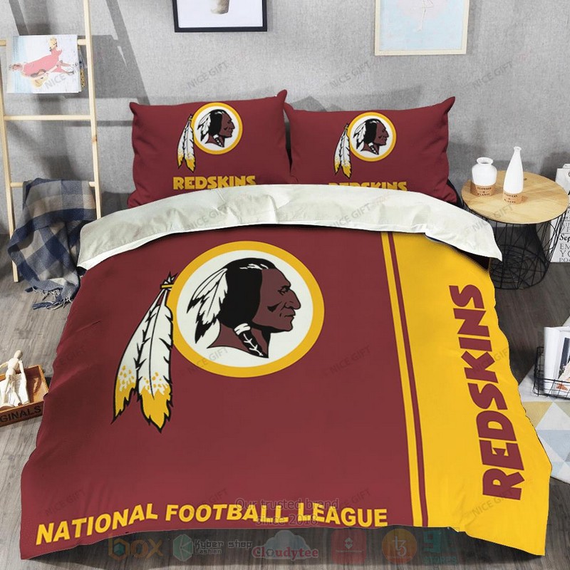 NFL Washington Redskins Inspired Dark Red Yellow Bedding Set 1