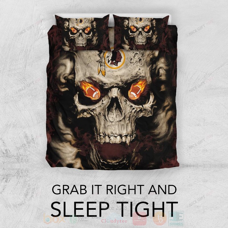 BEST NFL Washington Redskins Inspired Skull Duvet Cover Bed Sets 3 NFL Washington Redskins Inspired Skull Bedding Set 1 2
