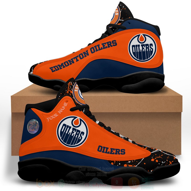BEST NHL Edmonton Oilers Personalized Air Jordan 13 Sneakers 4 NHL Edmonton Oilers Personalized Air Jordan 13 Shoes 1 2 3