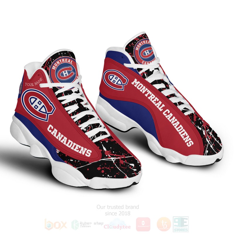 BEST NHL Montreal Canadiens Personalized Air Jordan 13 Sneakers 3 NHL Montreal Canadiens Personalized Air Jordan 13 Shoes 1 2