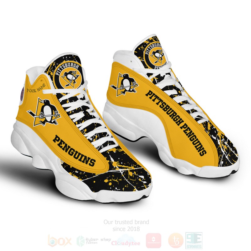 BEST NHL Pittsburgh Penguins Personalized Air Jordan 13 Sneakers 3 NHL Pittsburgh Penguins Personalized Air Jordan 13 Shoes 1 2