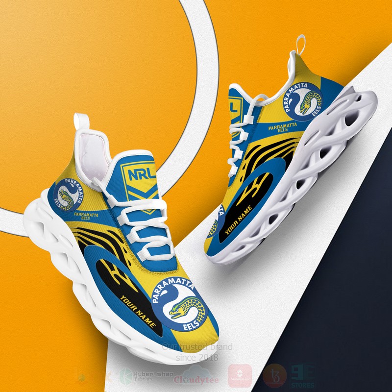 BEST NRL Parramatta Eels Personalized Custom Max Soul Shoes 3 NRL Parramatta Eels Personalized Clunky Max Soul Shoes 1 2