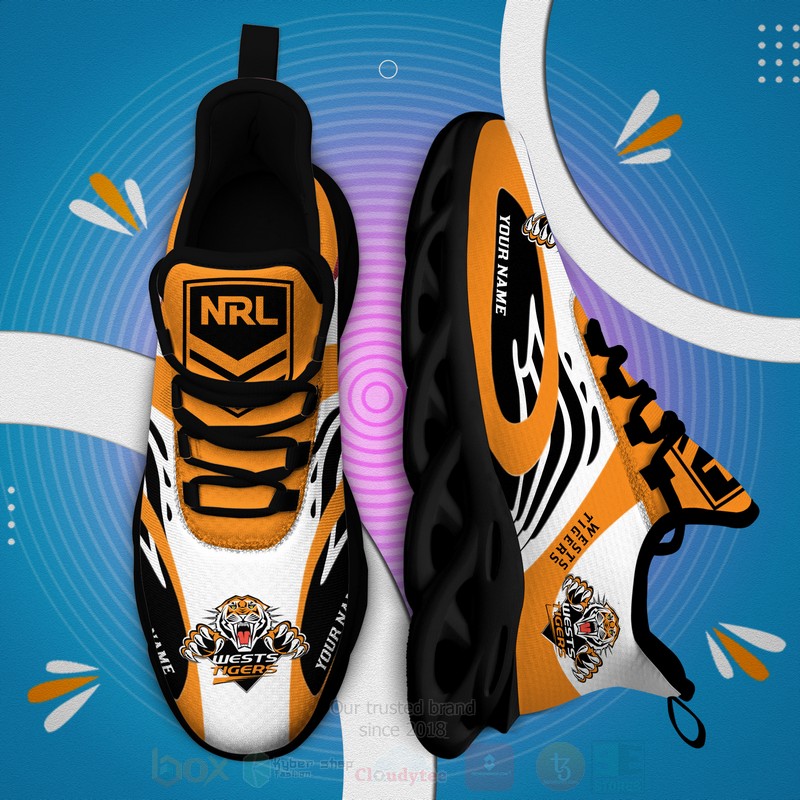 NRL Wests Tigers Personalized Clunky Max Soul Shoes 1 2 3 4 5