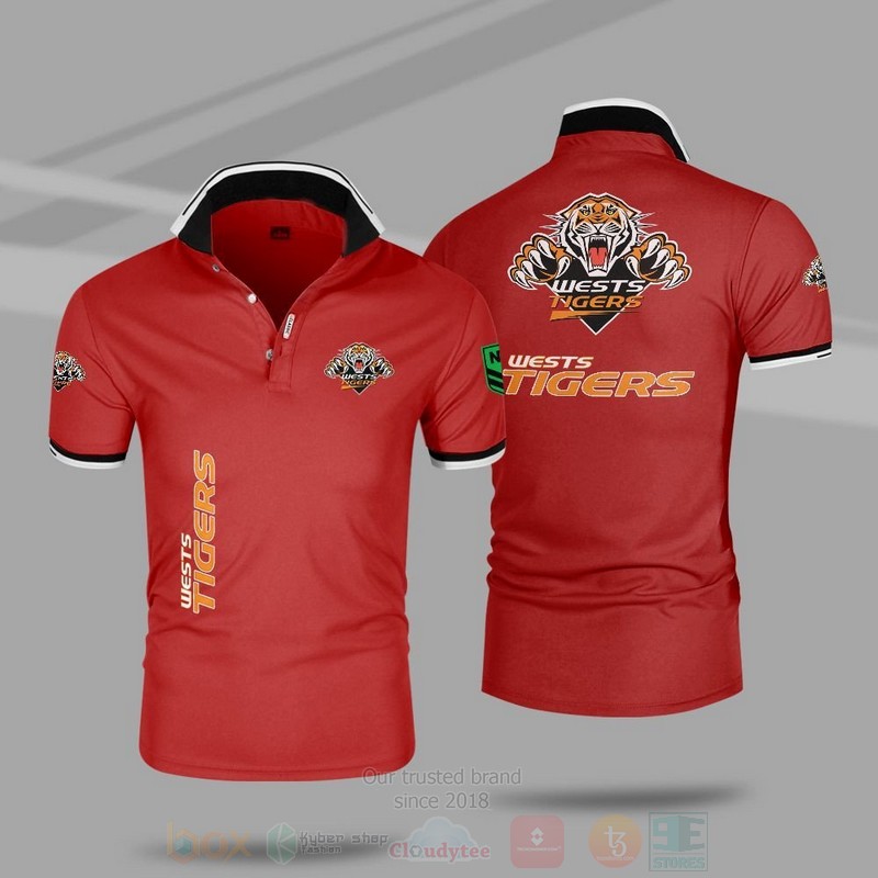 BEST NRL Wests Tigers Premium All Over Print Polo Shirt 6 NRL Wests Tigers Premium Polo Shirt 1 2 3 4 5