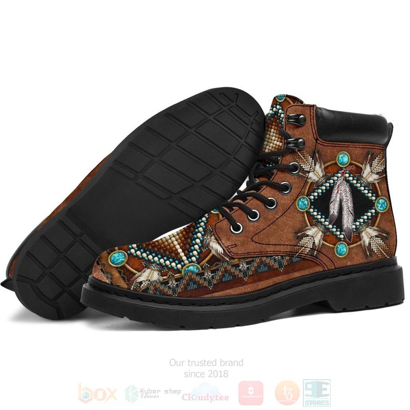 BEST Native Blue-Brown Pattern Timberland Boots 3 Native Brown Pattern Timberland Boots 1 2