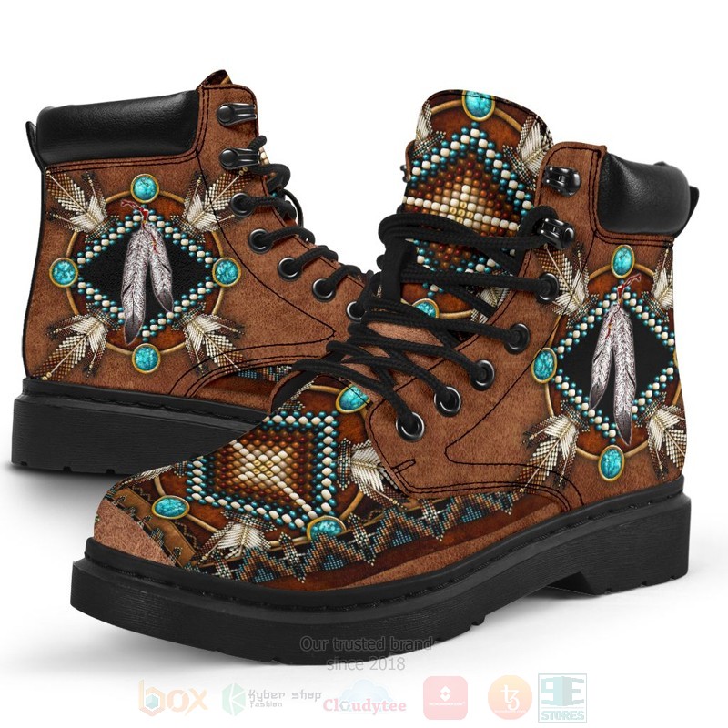 BEST Native Blue-Brown Pattern Timberland Boots 4 Native Brown Pattern Timberland Boots 1 2 3