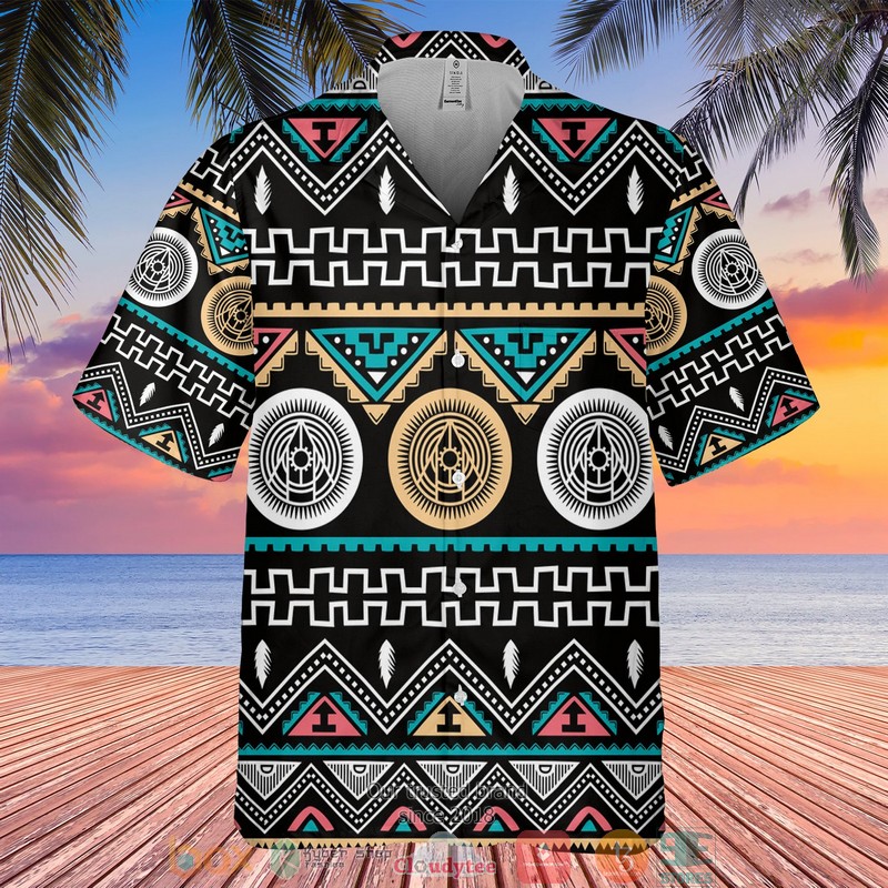 Native Pattern black Hawaiian Shirt
