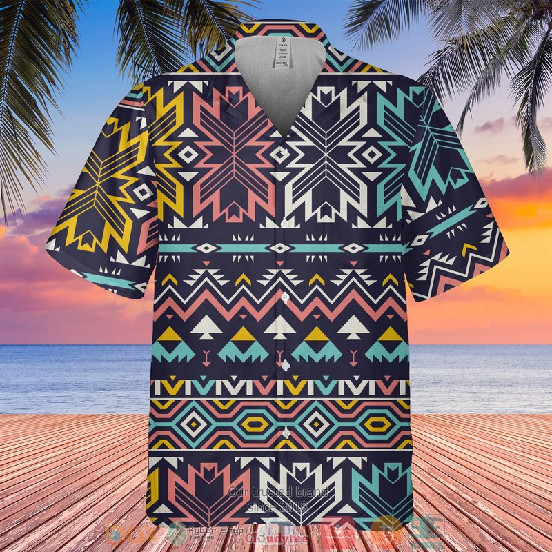 HOT Native Pattern dark blue Hawaiian Shirt 1 Native Pattern dark blue Hawaiian Shirt
