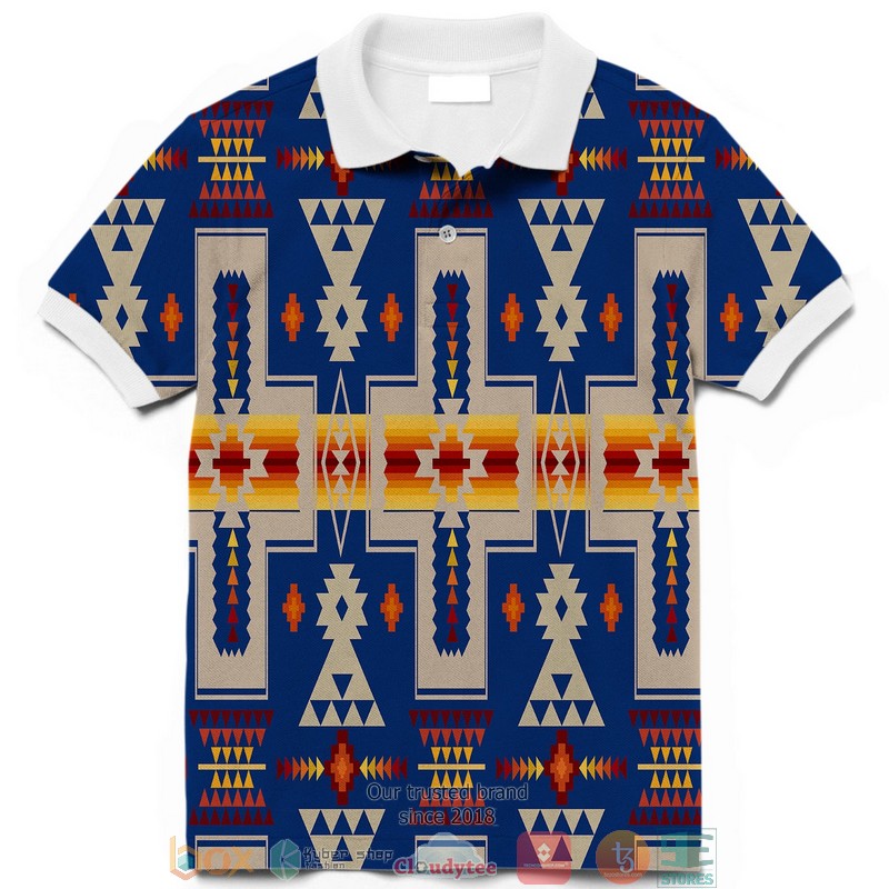 Navy Tribe Design Native American Polo Shirt