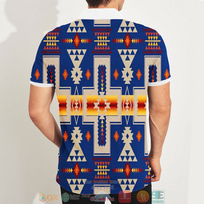 Navy Tribe Design Native American Polo Shirt 3 Navy Tribe Design Native American Polo Shirt 1 2