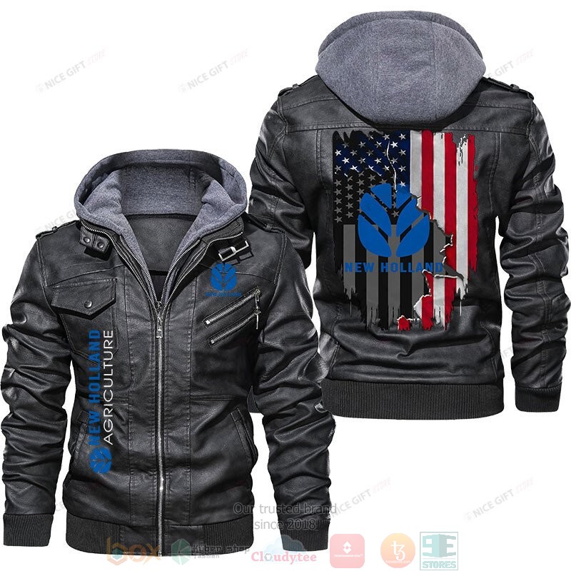 NEW New Holland Agriculture American flag Leather Jacket 4 New Holland Agriculture American flag Leather Jacket