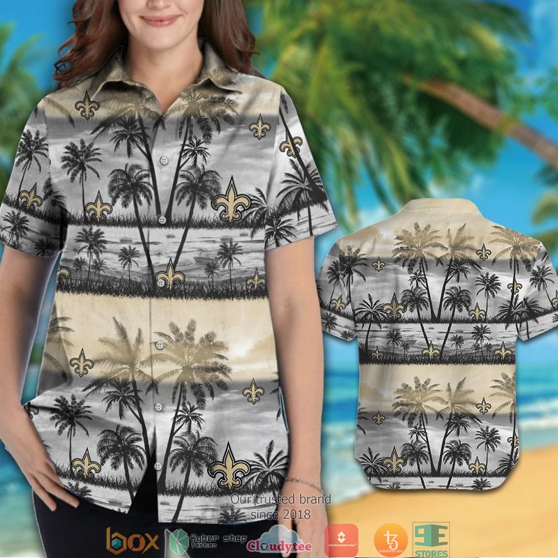 New Orleans Saints Coconut island Hawaiian Shirt, short 3 New Orleans Saints Coconut island Hawaiian Shirt short 1 2