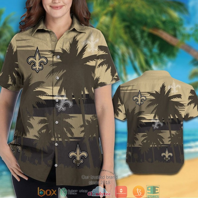 New Orleans Saints Dark coconut island Hawaiian Shirt, short 3 New Orleans Saints Dark coconut island Hawaiian Shirt short 1 2