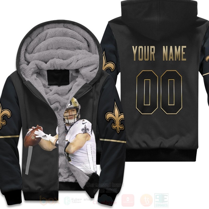 New Orleans Saints Taysom Hill 7 NFL Black Golden Personalized 3D Fleece Hoodie
