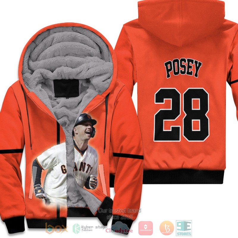 BEST New York Giants Buster Posey 28 MLB Orange 3D fleece hoodie 2 New York Giants Buster Posey 28 MLB Orange fleece hoodie