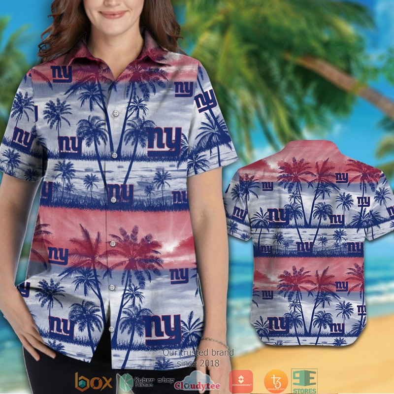 New York Giants Coconut Island White red Hawaiian Shirt, short 3 New York Giants Coconut Island White red Hawaiian Shirt short 1 2