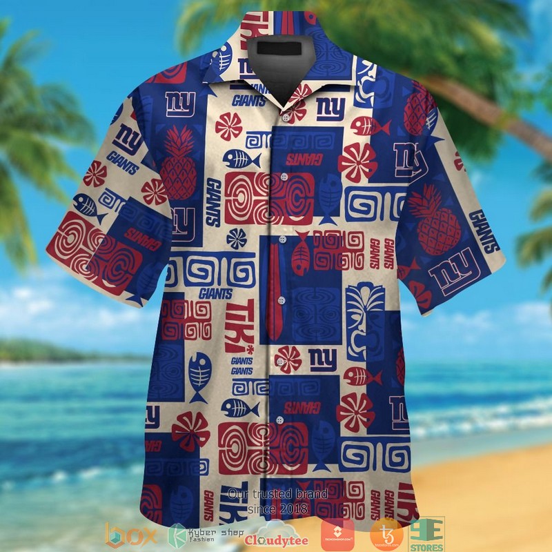 New York Giants Fish Pineapple pattern Hawaiian Shirt, short 1 New York Giants Fish Pineapple pattern Hawaiian Shirt short