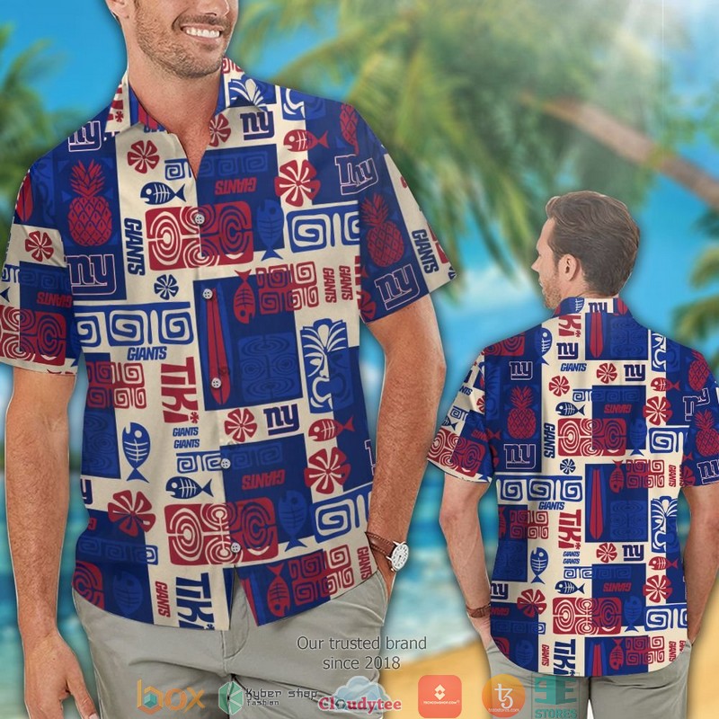 New York Giants Fish Pineapple pattern Hawaiian Shirt, short 2 New York Giants Fish Pineapple pattern Hawaiian Shirt short 1