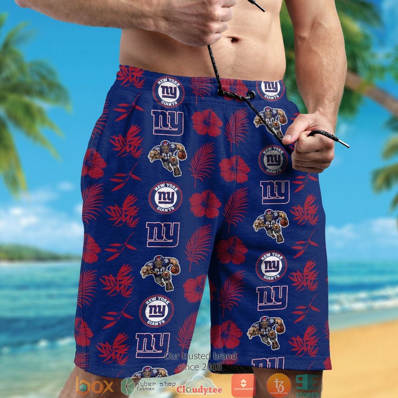 New York Giants Hibiscus Leaf Patter Hawaiian Shirt, short 5 New York Giants Hibiscus Leaf Patter Hawaiian Shirt short 1 2 3 4