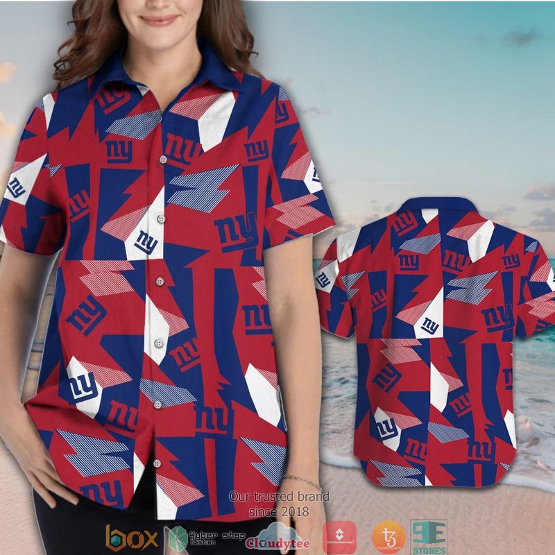 New York Giants Red Navy Blue Hawaiian Shirt, short 3 New York Giants Red Navy Blue Hawaiian Shirt short 1 2