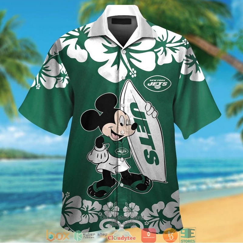 New York Jets Mickey Mouse Hawaiian Shirt short