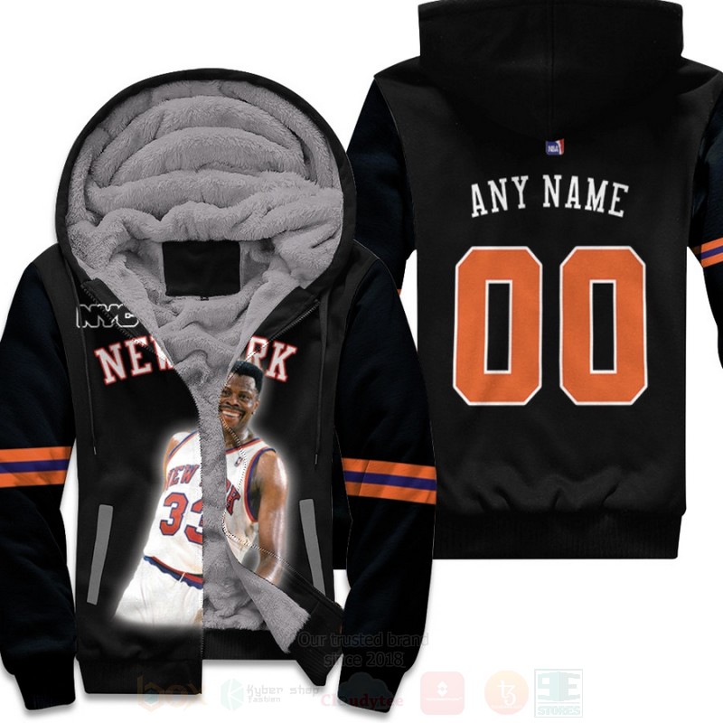 New York Knicks Patrick Ewing 33 Black Personalized 3D Fleece Hoodie