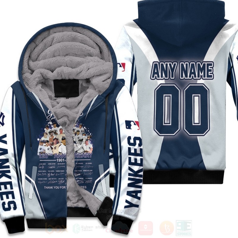 New York Yankees The Yankees 120th Anniversary All Players Signature Personalized 3D Fleece Hoodie