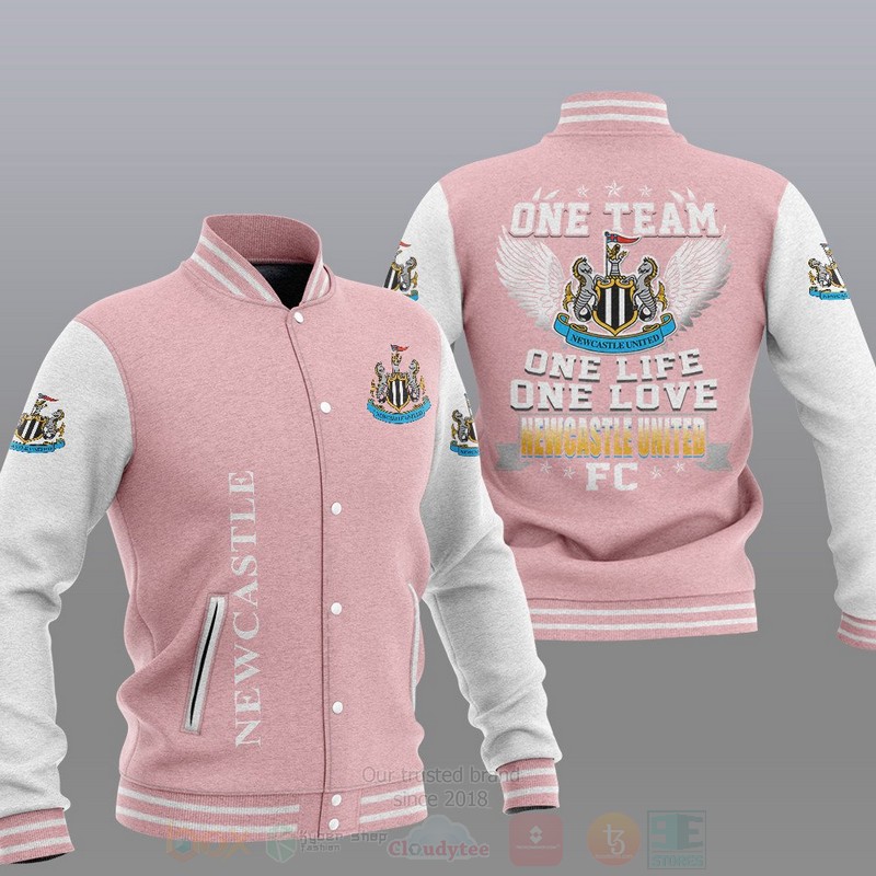Newcastle United One Team One Life One Love Baseball Jacket 1 2 3 4 5 6