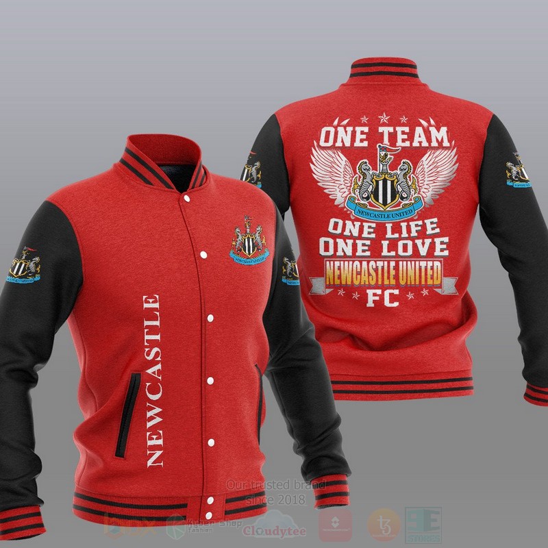 Newcastle United One Team One Life One Love Baseball Jacket 1 2 3 4 5 6 7 8
