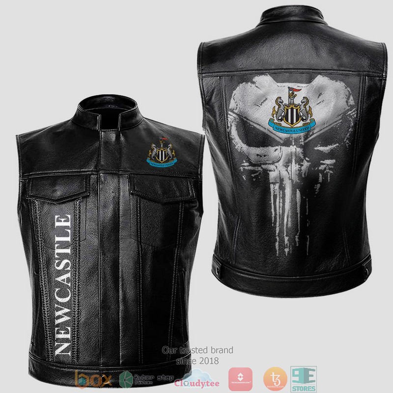 Newcastle United Punisher Skull Vest Leather Jacket