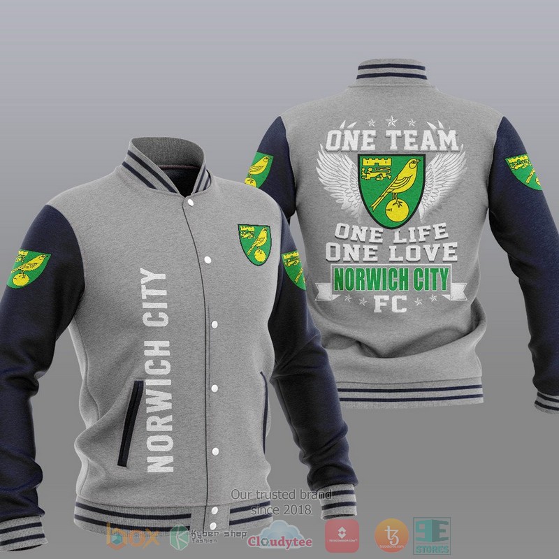HOT Norwich City One Team One Life One Love Baseball Jacket 4 Norwich City One Team One Life One Love Baseball Jacket 1 2 3