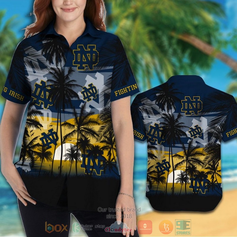 HOT Notre Dame Fighting Irish Tropical Hawaiian Shirt and shorts 3 Notre Dame Fighting Irish Tropical Hawaiian Shirt and shorts 1 2