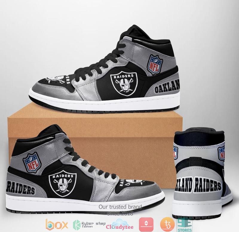 Oakland Raiders NFL High Air Jordan Sneaker Shoes