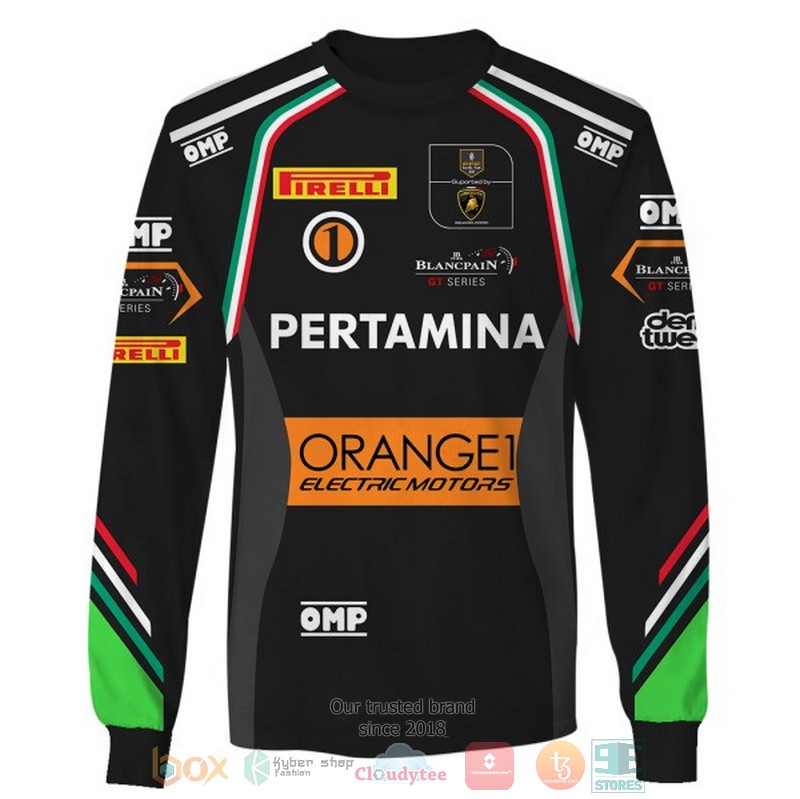 NEW Orange1 Electric Motors Pertamina black 3D shirt, hoodie 4 Orange1 Electric Motors Pertamina black 3D shirt hoodie 1 2 3