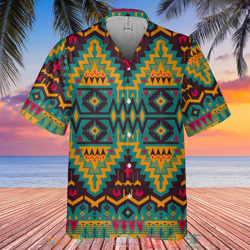Orange and Emerald Colors Hawaiian Shirt
