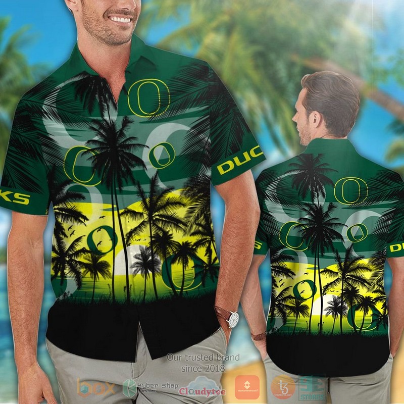 HOT Oregon Ducks Tropical Hawaiian Shirt and shorts 2 Oregon Ducks Tropical Hawaiian Shirt and shorts 1