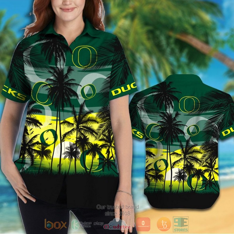 HOT Oregon Ducks Tropical Hawaiian Shirt and shorts 3 Oregon Ducks Tropical Hawaiian Shirt and shorts 1 2