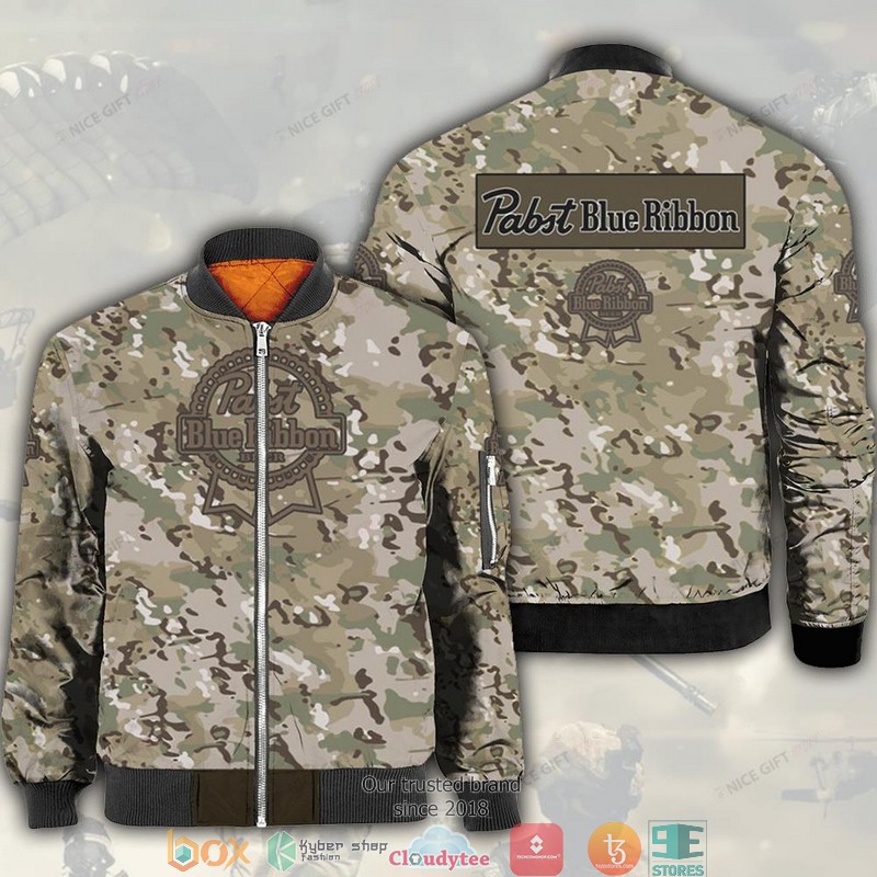 Pabst Blue Ribbon Camouflage Bomber Jacket