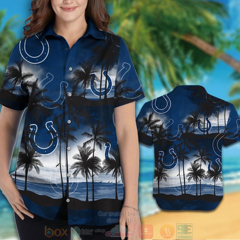 HOT Palm tree Indianapolis Colts dark blue hawaii shirt, shorts 3 Palm tree Indianapolis Colts dark blue hawaii shirt shorts 1 2
