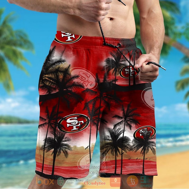 HOT Palm tree San Francisco 49ers dark red hawaii shirt, shorts 5 Palm tree San Francisco 49ers dark red hawaii shirt shorts 1 2 3 4