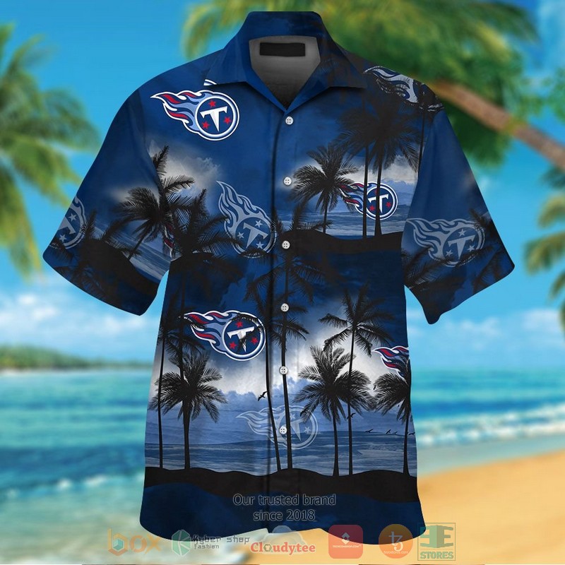 Palm tree Tennessee Titans dark blue hawaii shirt shorts