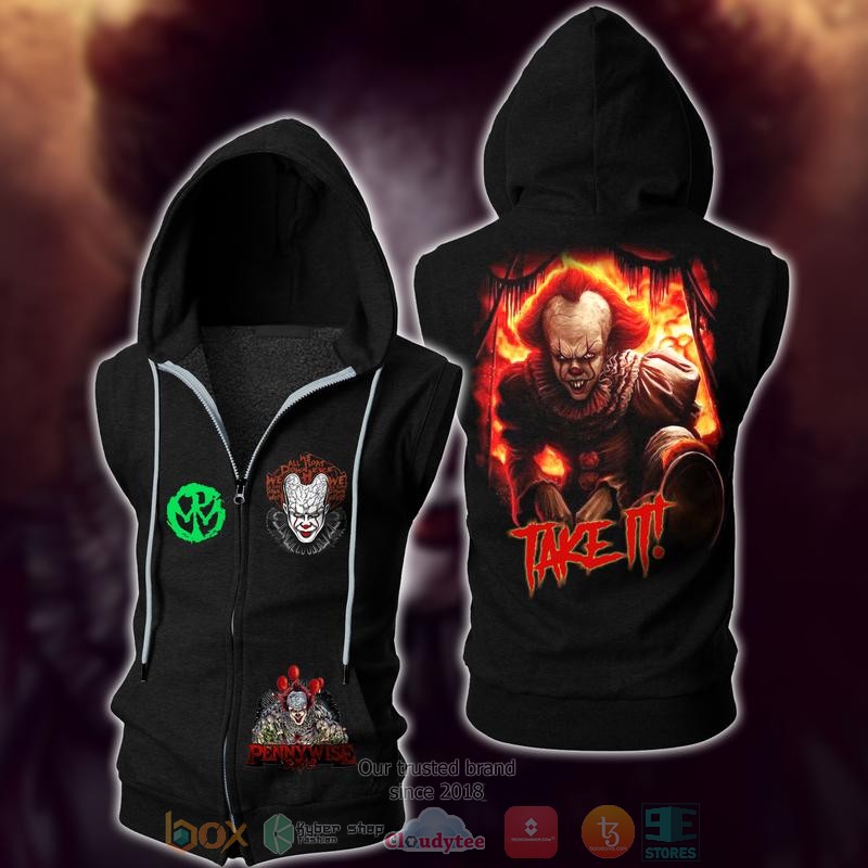 Pennywise Sleeveless zip vest leather jacket