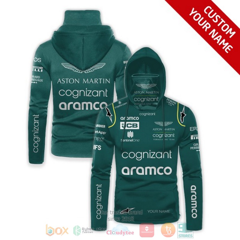Personalized Aston Martin Aramco Cognizant custom hoodie mask