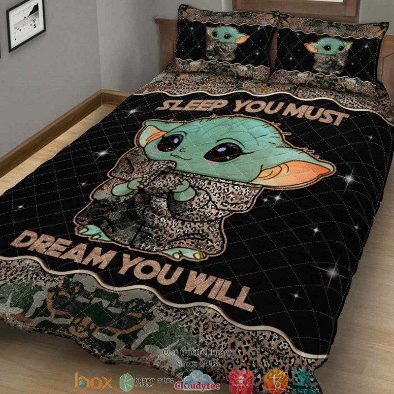 Personalized Baby Yoda Sleep you must dream you will quilt bedding set 1