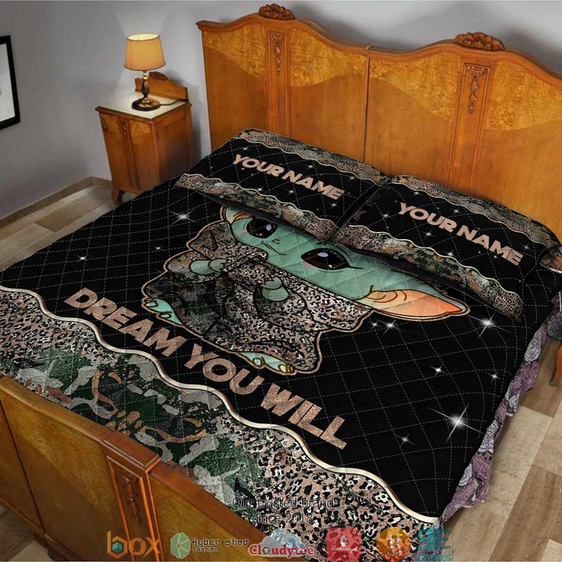 Personalized Baby Yoda Sleep you must dream you will quilt bedding set 1 2 3