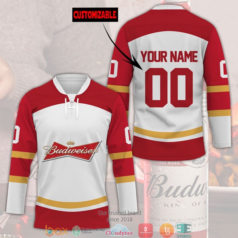 Personalized Budweiser Jersey Hockey Shirt 1 Personalized Budweiser Jersey Hockey Shirt