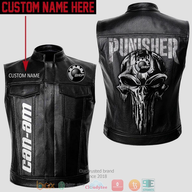 Personalized Can Am BRP Punisher Skull Vest Leather Jacket