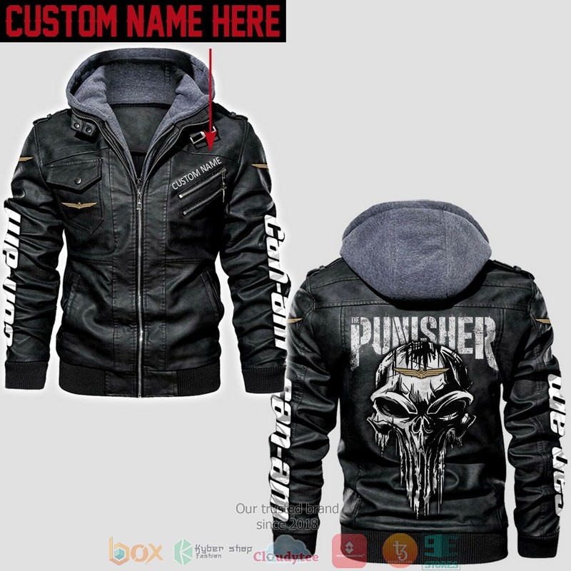 Personalized Can Am Punisher Skull Leather Jacket